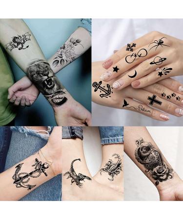 Shegazzi 3D Flower Temporary Tattoos for Women - Realistic Rose, Peony, and Floral Designs - 63 Sheets Total - Sexy Fake Tattoo Stickers - Adult Snake, Letter, Anchor, and Infinity Designs - Neck, Arm, and More - 12 Rose and Peony Sheets, 52 Small Black S - Buy Online on GoSupps.com