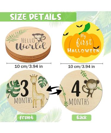 Baby Monthly Milestone Cards KAMHBE 7 Pcs Wooden Baby Milestone Cards with 8 Pcs Festival Milestone Stickers Double Printed Baby First Year Growth Photo Props Baby Shower Gifts - Buy Online on GoSupps.com