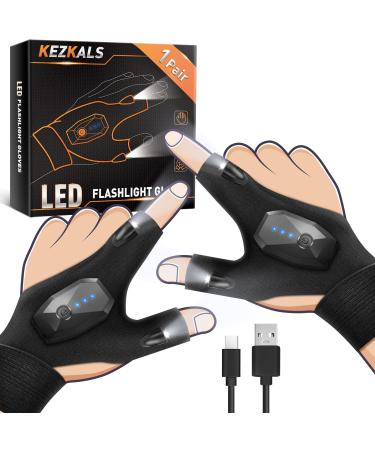 KEZKALS Gifts for Men, LED Rechargeable Flashlight Gloves, Cool Gadgets for Men, Gifts for Him, Boyfriend, Dad, Husband, Grandpa, Fishing Gifts for Men, Birthday Gifts for Men Who Have Everything