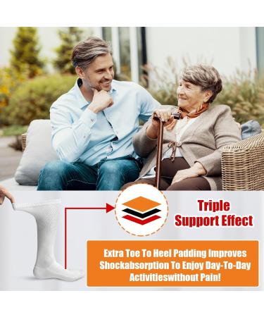 Shop 2 Pairs Non-Binding Bamboo Diabetic Socks | Extra Wide Neuropathy & Swollen Feet Over the Calf - Large Black - Buy Online on GoSupps.com