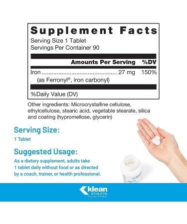 Klean Athlete Klean Iron - Supports Muscle Strength - 90 Tablets - Buy Online on GoSupps.com