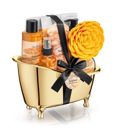 Luxury Spa Gift Baskets for Women - Honey & Almond Bath Set - 9 Piece Spa Kit with Body Wash, Bubble Bath, Lotion, and More - Buy Online on GoSupps.com
