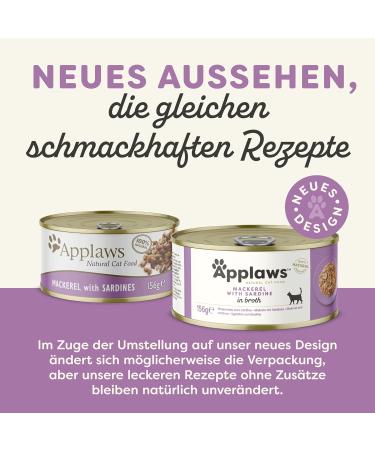 Applaws 100% Natural Wet Cat Food - Mackerel & Sardine in Broth (24 x 156g) - Premium Cat Nutrition - Buy Online on GoSupps.com