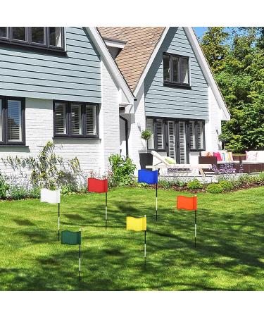 Oudain 6-Piece Golf Flag Set - Waterproof 420D Nylon Mini Pin Flags - Portable Yard & Indoor Putting Green Targets - 8 x 6 Inch - Buy Online on GoSupps.com
