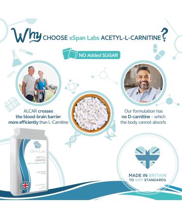High-Strength Acetyl-L-Carnitine 500mg Capsules - Vegan-Friendly ALCAR Supplement - Made in UK - Buy Online on GoSupps.com