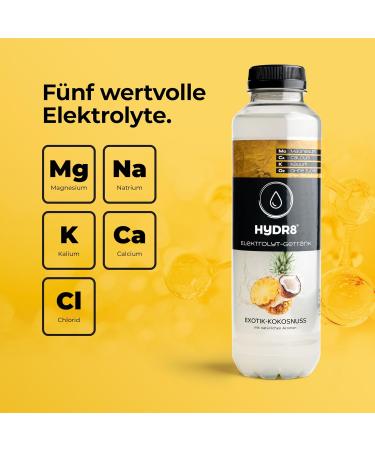 HyDR8 Sugar-Free Electrolyte Drink Refreshing Exotic Coconut Flavor | 5 Essential Electrolytes Including Magnesium | 12 x 500ml Perfect for Sports & Celebrations - Buy Online on GoSupps.com
