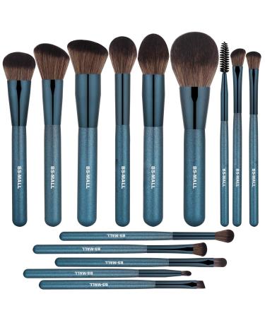 BS-MALL Makeup Brush Set 14Pcs Premium Synthetic Professional Makeup Brushes Foundation Powder Blending Concealer Eye shadows Blush Makeup Brush Kit Deep Starry Blue B-StarBlue