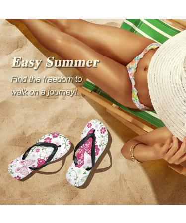 Shop Mnsruu Floral & Butterfly Motif Flip-Flops | XXL Sizes for Home Hotel Spa & Travel | Comfortable Unisex Footwear - Buy Online on GoSupps.com