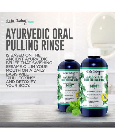 Organic Ayurvedic Mouthwash - Dale Audrey Oral Pulling Rinse, Whitens Teeth & Promotes Healthy Gums, Mint Flavor, 8 oz - Buy Online on GoSupps.com