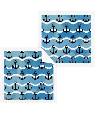 Nautical Anchor Wash Cloth Set - 6 Pack of Soft Cotton Face Cloths for High Absorbency (226cr8e) - Buy Online on GoSupps.com
