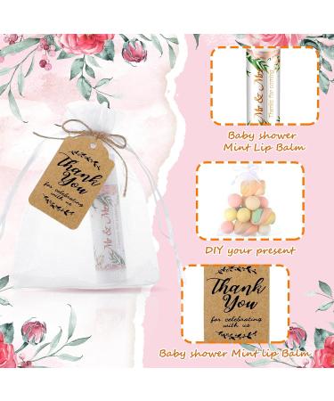 Shop Loopeer 50 Set Bridal Shower Favors - Lip Balm Organza Bags & Thank You Tags for Weddings & Bachelorette Parties - Bulk Souvenirs (Pink Flower - Buy Online on GoSupps.com