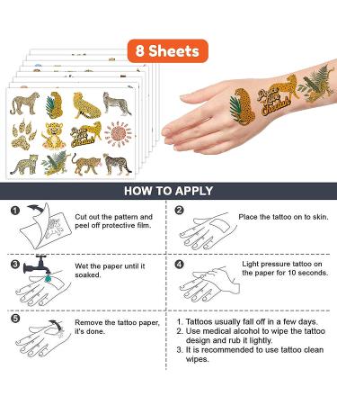 96PCS Cheetah Temporary Tattoos for Jungle Theme Birthday Party - Kids Tattoo Stickers for Gifts and Prizes - Buy Online on GoSupps.com
