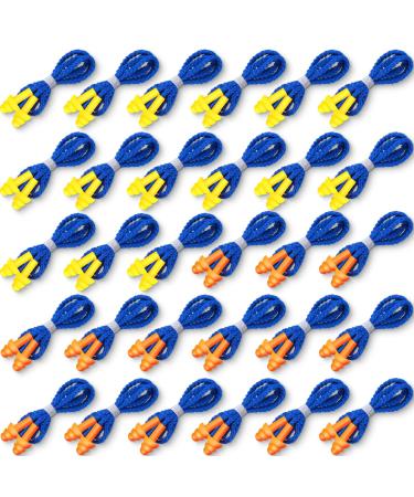 200 Pairs Ear Plugs Corded Silicone Earplugs Bulk Reusable Soft Earplugs with Cord Sleeping Hearing Protection Noise Cancelling Earplugs for Work Construction Shooting Sports  Yellow and Orange