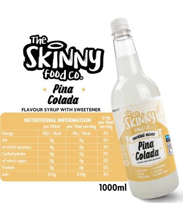 Skinny Food Co Sugar-Free Pina Colada Martini Skinny Cocktail Mixer 1 Litre - Low Calorie 0g Sugar - Vegan Gluten-Free & Keto Friendly - Tropical flavour with Mango Passion Fruit & Orange - Buy Online on GoSupps.com