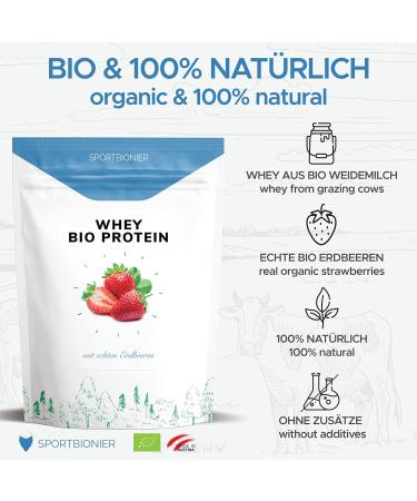 Organic Whey Protein Powder Strawberry 500g | 100% Natural 2 Ingredients No Additives High-Quality Protein Made in Austria - Buy Online on GoSupps.com