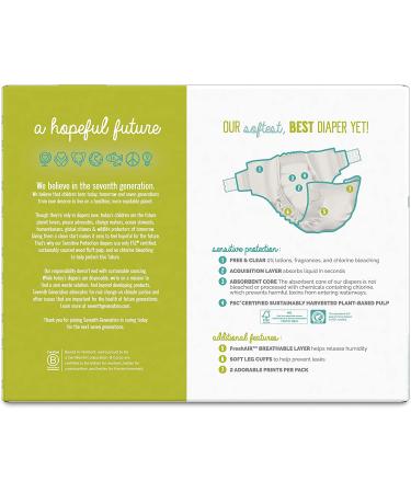 Seventh Generation Size 4 Baby Diapers - 152 Count, One Month Supply - Gentle Protection for Sensitive Skin - Buy Online on GoSupps.com