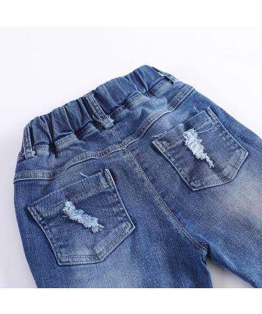 KIDSCOOL SPACE Baby Ripped Jean Toddler Elastic Waist Denim Pants 9-12 Months Blue - Buy Online on GoSupps.com