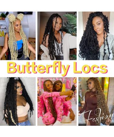24 inch Butterfly Locs Crochet Hair 6 Pack - Long Faux Locs Crochet Braids for Black Women - Pre-looped Synthetic Hair Extensions - Buy Online on GoSupps.com