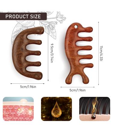 2-Piece Wooden Gua Sha Comb Set | Multifunctional Sandalwood Scalp & Head Massage Tools | Wide-Toothed Wooden Combs for Relaxation - Buy Online on GoSupps.com