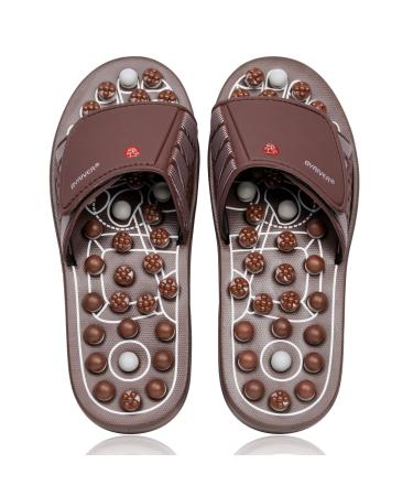 Byriver foot massage device Foot massage slippers massage shoes reflex zone massage sandal relief from plantar fasciitis (03m) 40-42 brown