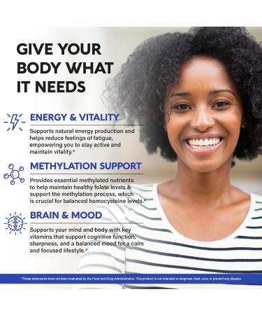 Vitamin B Complex Methylated - B-Complex with Methylfolate & B12 - Bioavailable for Men & Women - 9-in-1 Methylated Multivitamin - Energy Brain & Mood - Vegan - Made in USA - 120 Capsules One/Day - Buy Online on GoSupps.com