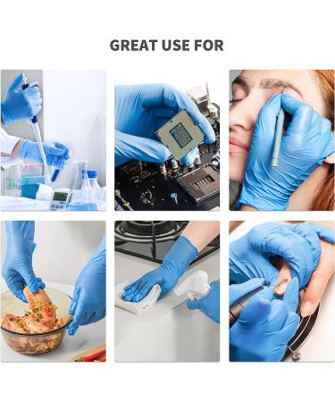 Nitrile Gloves 100Pcs 1000 Pcs Disposable Blue  Small/Medium/Large/XLarge  No Latex No Powder Large (Pack of 100) Blue-100 Pcs - Buy Online on GoSupps.com