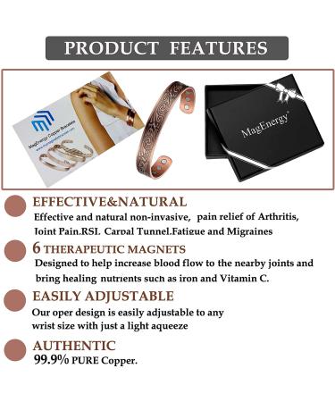 Mens Viking Pattern 99.9% Pure Copper Magnetic Bracelet - 6.7inches with 6 Magnets for Joint Pain Relief & Arthritis, RSI, Carpal Tunnel - Copper Bracelet for Men - Buy Online on GoSupps.com