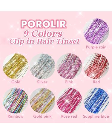 6Pcs Glitter Pink Hair Tinsel Extensions Kit - 20 Inch Heat Resistant Strands for Women, Girls, Kids - Festival Gift - Sparkly Hair Accessories - Buy Online on GoSupps.com