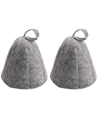 2 pieces sauna hut felt sauna hat felt hat felt cap sauna cap against heat sauna accessories headgear banya cap for women and men's head protection (gray)