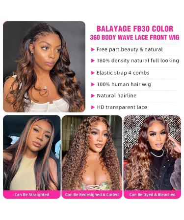 Ownmehair 20 Inch FB30 Balayage 360 Body Wave Lace Front Human Hair Wig - 180% Density - Buy Online on GoSupps.com