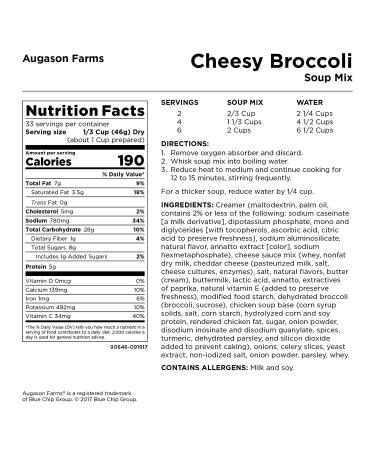 Augason Farms Cheesy Broccoli Soup Mix Can  54 oz Broccoli 54 oz - Buy Online on GoSupps.com