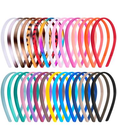 Duufin 30 Pieces Plastic Headbands Thin Plain Plastic Headband with Teeth Colorful Plain Headbands 0.8cm Plastic Hair Headband for Girls and Women, 30 Colors Multicolored - Buy Online on GoSupps.com