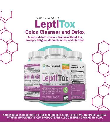 NatureGenX LeptiToX Colon Cleanser & Detox Supplement - Weight Loss, Gas & Bloating Relief | Remove Toxins, Natural Body Cleanse & Constipation - 60 Capsules - Buy Online on GoSupps.com