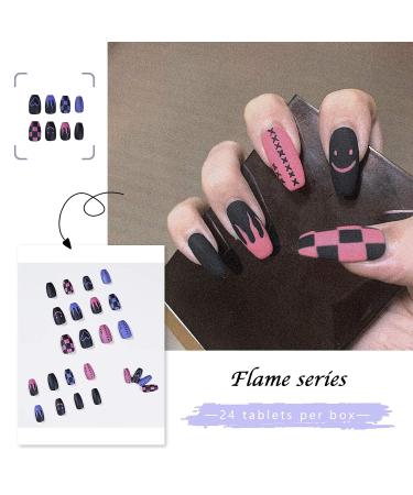 UFLF 72 Pieces Short False Nails - DIY Artificial Nail Tips with Adhesive Pads for Stunning Nail Art | International Shipping Available - Buy Online on GoSupps.com