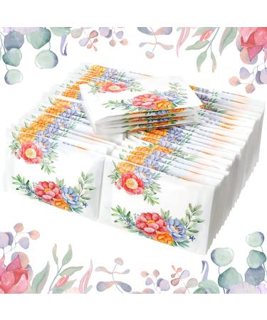 60 Pack Facial Tissues Pocket Tissues 3 Ply Travel Tissues Floral Patterns Travel Size Tissues Packs for Bag or Purse Wallet Size Facial Tissues Bulk for Travel Purse Backpack Office (Vintage)