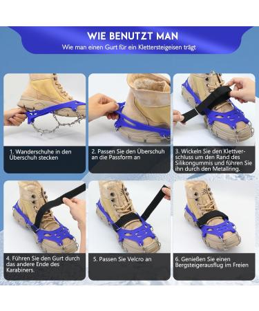Buy Stainless Steel Crampons for Mountain Shoes - 13 Teeth Anti-Slip Ice Clamps with Velcro for Winter Hiking & Climbing (Blue L EU 42-44) - Buy Online on GoSupps.com