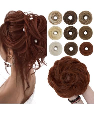 SEGO Hairpiece with elastic band Large bun hairpieces Hair tie with hair extensions Ponytail braid for women (55 G) Auburn