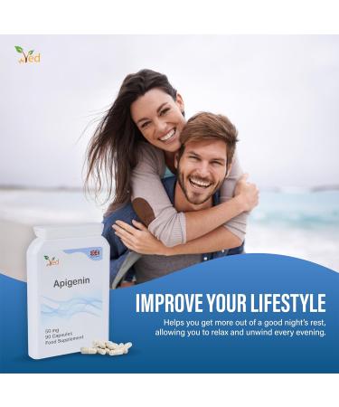 Ved Apigenin 50mg Optimal Dose for Sleep & Relaxation Support Grapefruit Source 90 Vegan Capsules (3 Months Supply) - Buy Online on GoSupps.com