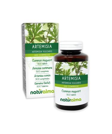 Common Mugwort (Artemisia vulgaris) Herb with Flowers Naturalma - 150 g - 300 Tablets - Dietary Supplement - Natural and Vegan