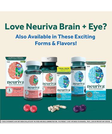 NEURIVA Brain + Eye Supplement with Lutein, Vitamins A C E, Zinc | Memory, Focus & Eye Health | 30 ct Capsules - Buy Online on GoSupps.com