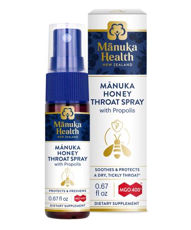 Manuka Health Manuka Honey Throat Spray with Propolis 67 fl oz Protects & Freshens MGO 400+ BIO30 New Zealand Propolis