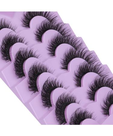 Fanxiton Natural Look Fluffy Wispy D Curl Cat Eye False Eyelashes - Short Faux Mink Lashes 7 Pairs Pack - Buy Online on GoSupps.com