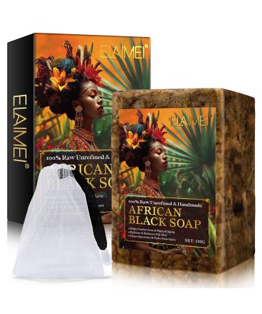 African Black Soap 100G, Handmade Organic African Black Soap, Moisturizes & Balances Oily Skin, Helps Fight Acne & Anti Aging, Fades Dark Spots