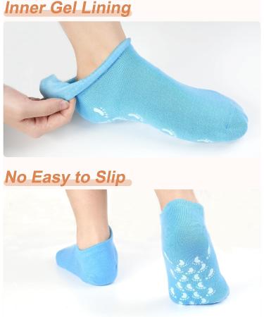 Moisturizing Socks for Women - 2 Pairs of Silicone Spa Socks for Dry Cracked Feet Care (Blue & Pink - Buy Online on GoSupps.com