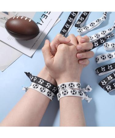 PEOVLVN 24 Pieces Soccer Hair Ties Elastic Ribbon Soccer Hair Accessories Soccer Scrunchies for Girls Women Soccer Team Gifts Party Favors for Team Members (Black White) - Buy Online on GoSupps.com