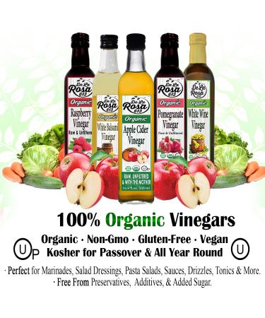 De La Rosa Organic Apple Cider Vinegar 16.9 Oz - Raw, Unfiltered, Kosher for Passover, Vegan, Gluten Free - Ideal for Salad Dressing & Marinades - With The Mother - 1 Pack - Buy Online on GoSupps.com