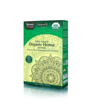 HEMANI Organic Hair Henna 3.5 OZ - 100% Natural Brown Hair Dye with Applicator Brush & Gloves | International Shipping Available - Buy Online on GoSupps.com