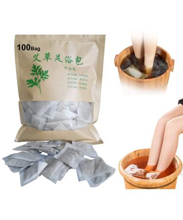 AMTOOCH 100bag Natural Mugwort Herb Foot Soak Wormwood Foot Bath Powder Spa Relax Massage