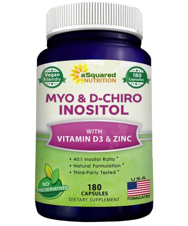 Myo-Inositol & D-Chiro Inositol Supplement - 180 Capsules - Plus Vitamin D3 and Zinc - Myo & D-Chiro Inositol 40 to 1 Ratio - VIT B8 Complex Pills - Buy Online on GoSupps.com