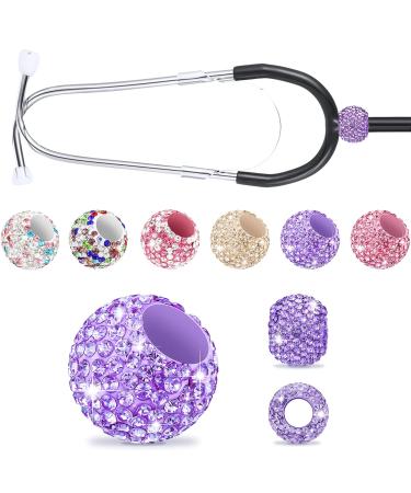 Hicarer 6 Pieces Stethoscope Decorations Stethoscope Charms Crystal Stethoscope Charm Bling Stethoscope Charm Round Stethoscope Charm for Nurses Doctors Veterinarians Technicians